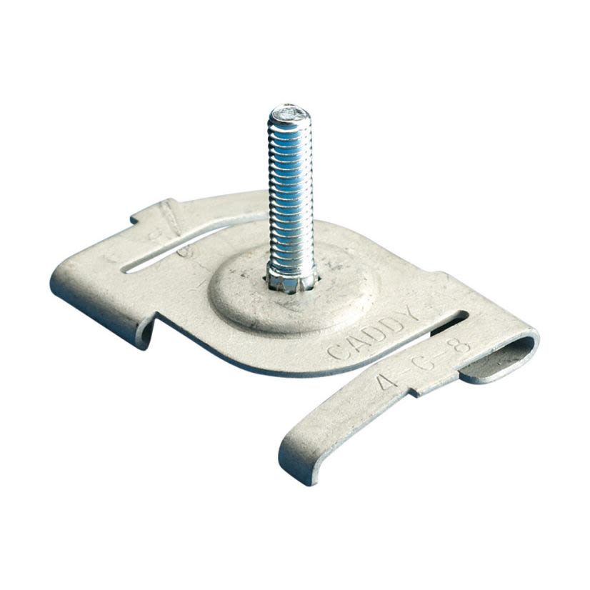 nVent CADDY 4G8 Twist Clip, For Use With Track Light, 15/16 in T-Grid Size, 25 lb Static Load, 7/16 in L Screw, #8 Screw, 15/1-32 Stud, Steel