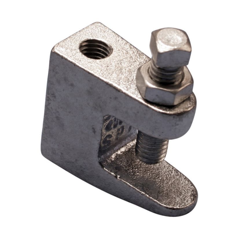 nVent CADDY 3000037EG Universal Beam Clamp, 3/8 in Rod, 3/4 in THK Flange, 250/500 lb Load, Steel, Electro-Galvanized