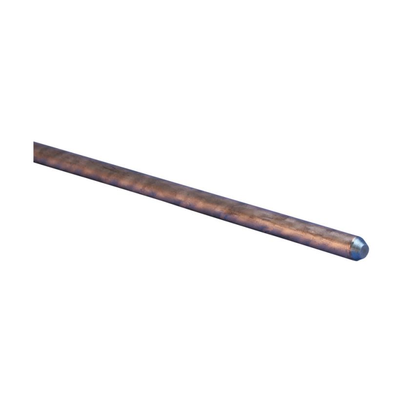 nVent ERICO 615850 Pointed Ground Rod, 5/8 in Nominal, 5 ft OAL, Copper Bonded Steel, Electrolytic Copper Coated, 10 mil THK Coating