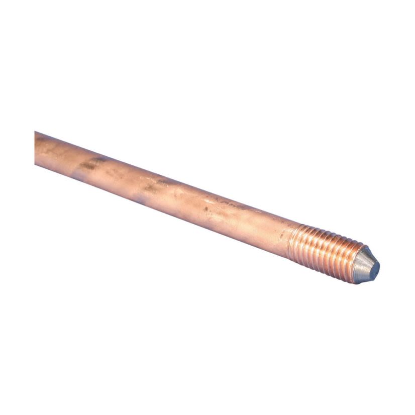 nVent ERICO 635880 Sectional Threaded Ground Rod, 5/8 in Nominal, 8 ft OAL, Copper Bonded Steel, 10 mil THK Coating