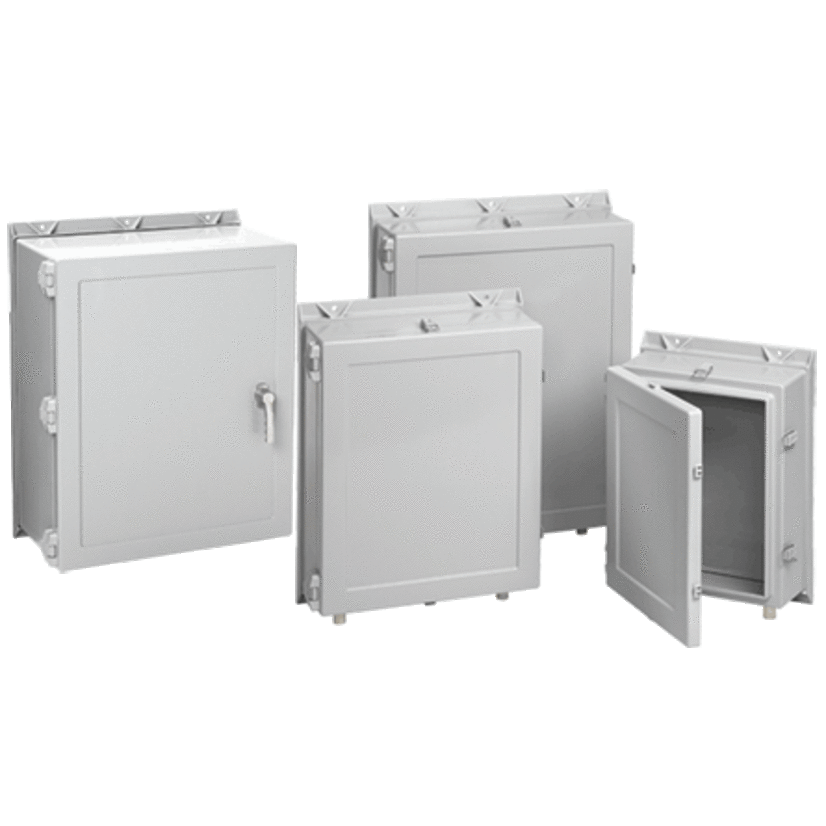 nVent HOFFMAN A24H2408GQRLP A17WM Medium Enclosure, 24.19 in L x 24.19 in W x 8 in D, NEMA 4X NEMA Rating, Fiberglass