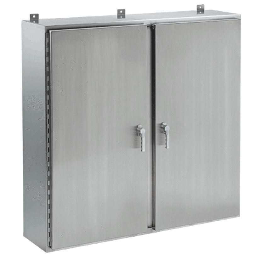 nVent HOFFMAN A36H4812WFSSLP3PT A4SW 2-Door Enclosure With Handle, 36 in L x 48 in W x 12 in D, NEMA 4X/IP66 NEMA Rating, 304 Stainless Steel