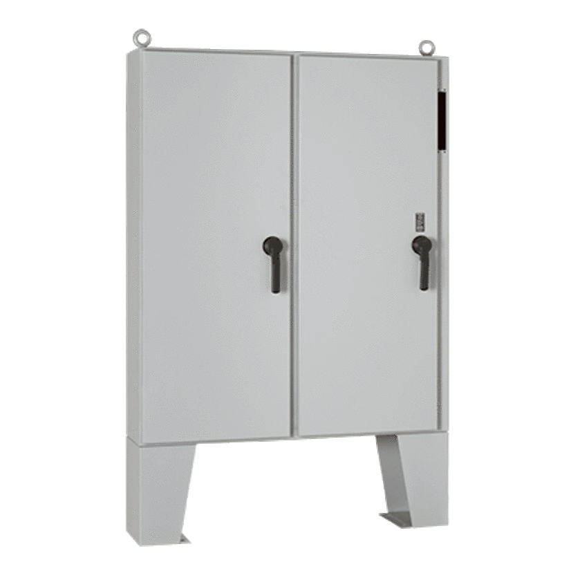 nVent HOFFMAN A72X6118LPFTCG A21 2-Door Disconnect Enclosure With Floor Stand, 72.12 in L x 61-3/4 in W x 18.12 in D, NEMA 12/IP55 NEMA Rating, Steel