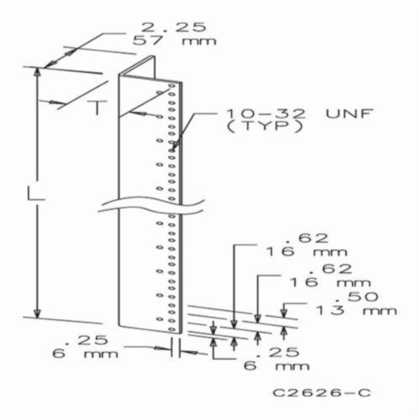 nVent HOFFMAN A72RP24F5 A80 Type RP L Style Rack Mount Angle, For Use With 72 x 24 in Enclosures, 19 in Rack and A72H2518FS Type 4 Free-Standing Enclosures, Steel