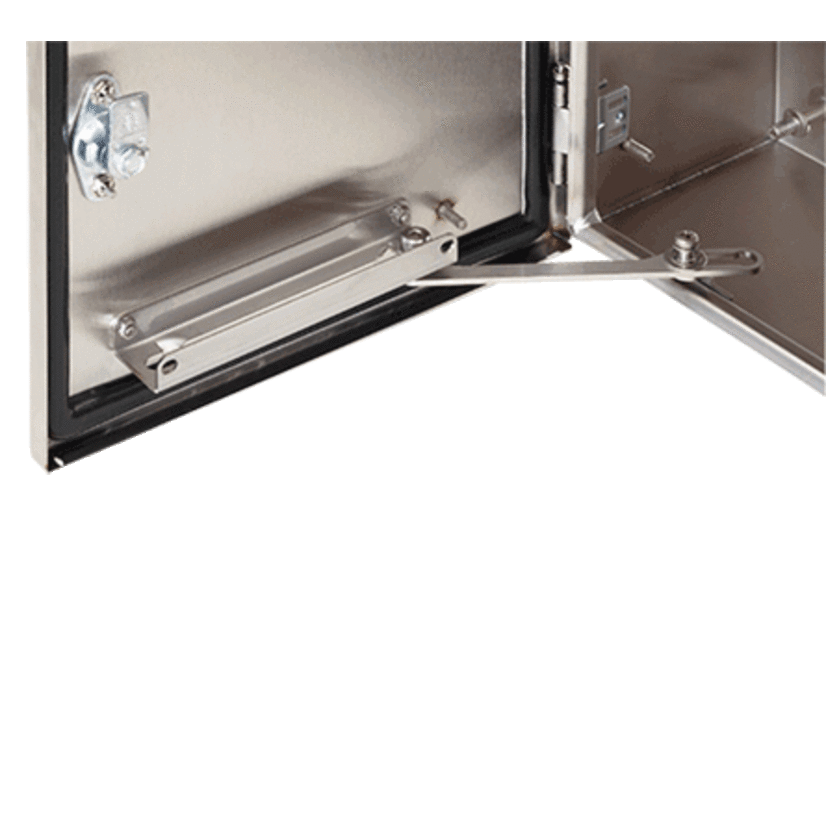 nVent HOFFMAN ADSTOPKSS6 A4SY Door Stop Kit, 14-1/2 in L x 9-1/2 in W x 1-1/2 in H, For Use With NEMA 12 Enclosures, 316 Stainless Steel