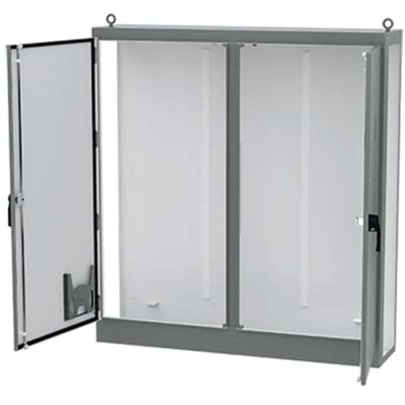 nVent HOFFMAN AU84X7818LLP Universal Free-Stand, Left Side Open, 84.13x78.5x18.11, Gray, Mild Steel