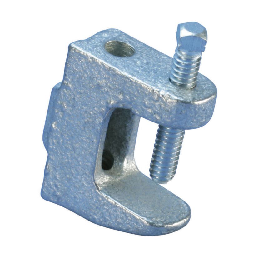 nVent CADDY BC260025EG Universal Beam Clamp With Tapped Hole, 1/4 in Rod, 13/16 in THK Flange, 100/250 lb Static Load, Steel, Electro-Galvanized