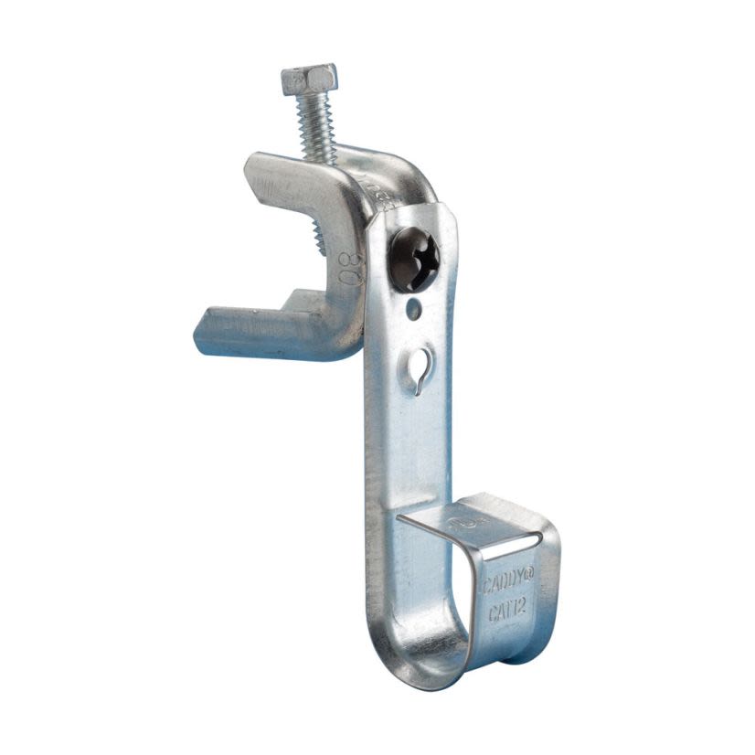 nVent CADDY CAT12BC200 Cablecat J-Hook With BC200 Beam Clamp, 3/4 in Dia, For Use With Cable Support System, Steel