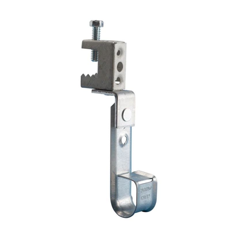 nVent CADDY CAT12BCB Cablecat J-Hook With BC Beam Clamp, 3/4 in Dia, For Use With Cable Support System, Beam Mount, Steel