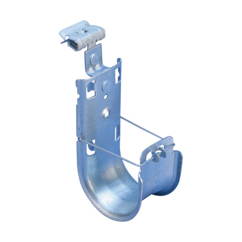 nVent CADDY CAT21HP24SM J-Hook With Hammer-On Flange Clip, 1-5/16 in Dia, 60 lb Static Load, For Use With High Performance Cable Support System, Hammer On Mount, Spring Steel/Steel