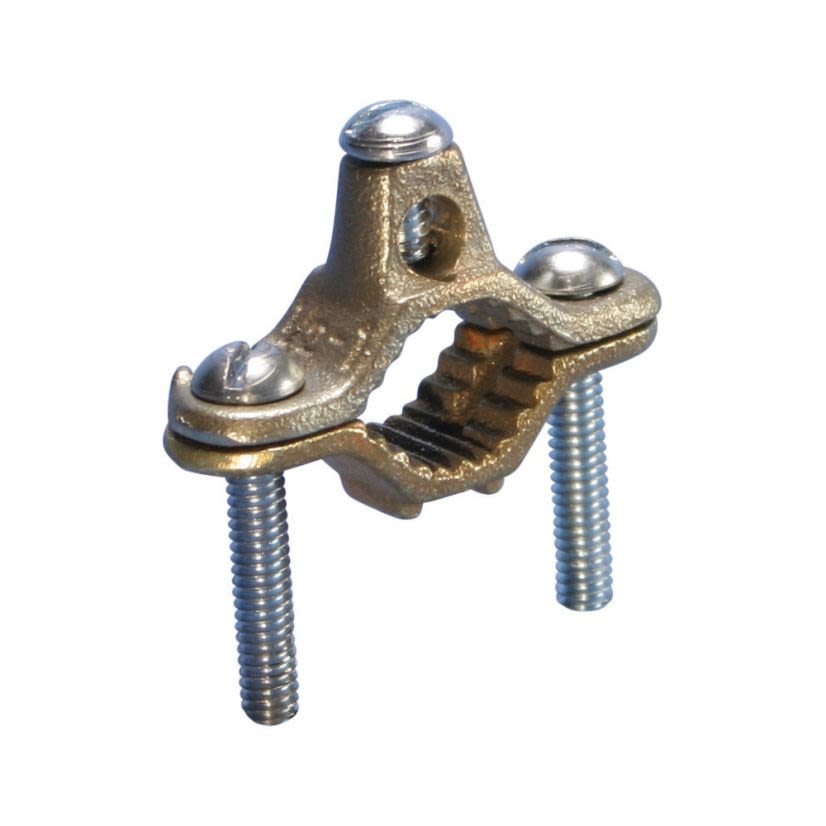 nVent ERICO CWP1J Gas/Water Pipe Ground Clamp, 10 to 2 AWG Solid, 6 sq-mm Solid to 25 sq-mm Stranded Conductor, Silicon Bronze