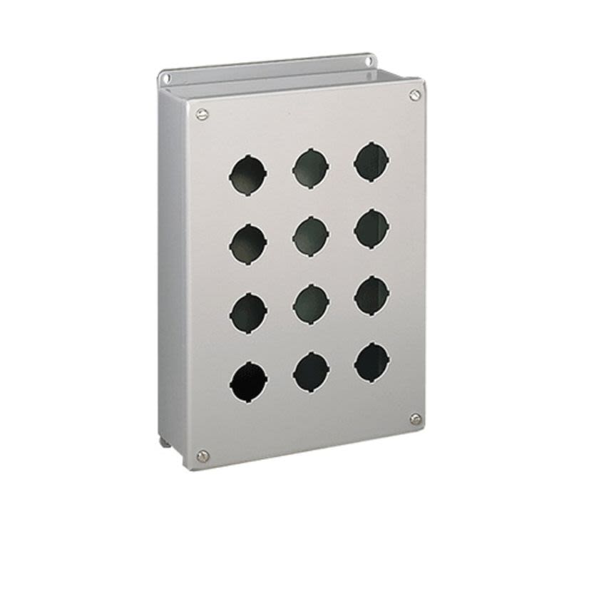 nVent HOFFMAN E9PBSS PB1S Pushbutton Enclosure, 9-1/2 in L x 8-1/2 in W x 3 in D, 9 Outlets, NEMA 4X/IP66 NEMA Rating, 304 Stainless Steel