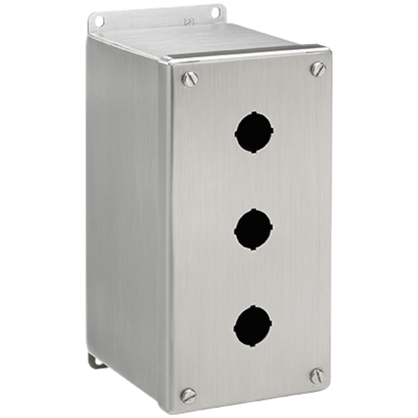 nVent HOFFMAN E1PBXSS PB1S Extra Deep Pushbutton Enclosure, 4 in L x 4 in W x 4-3/4 in D, 1 Outlets, NEMA 4X/IP66 NEMA Rating, 304 Stainless Steel