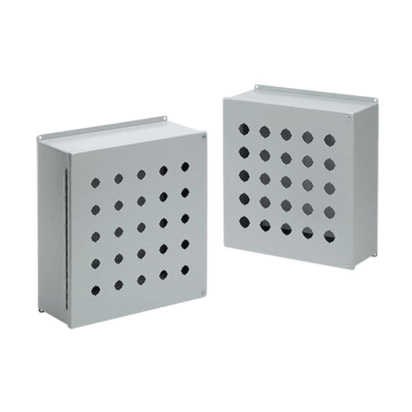 nVent HOFFMAN E20PBY25M PB1 Extra Large Pushbutton Enclosure With Panel, 16 in L x 12-1/2 in W x 6 in D, 20 Outlets, NEMA 12/IP65 NEMA Rating, Steel