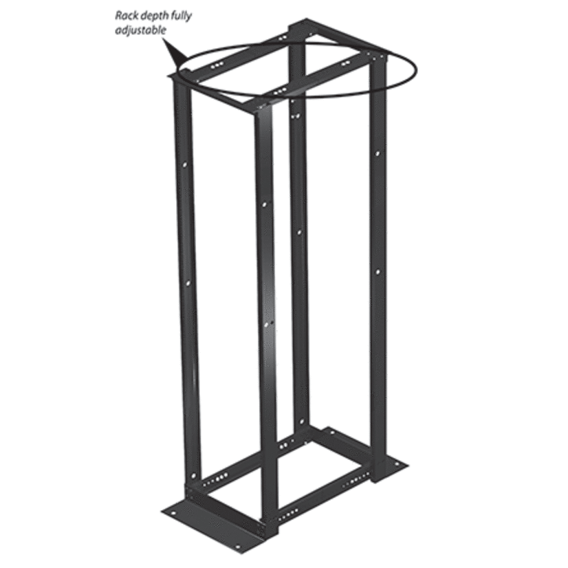 nVent HOFFMAN E4DR19FM45U 4-Post 45-Rack Unit Open Frame Rack, 83.88 in H x 19 in W x 20-1/4 in D, 2500 lb Load