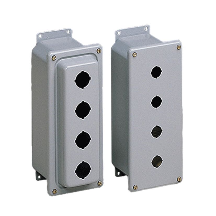 nVent HOFFMAN ED2PB PB1 Drawn Pushbutton Enclosure, 5-3/4 in L x 4 in W x 2-3/4 in D, 2 Outlets, NEMA 4/IP66 NEMA Rating, Steel