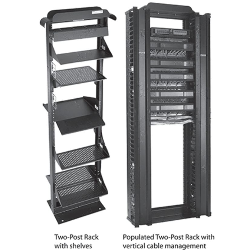 nVent HOFFMAN EDR19FM45U 2-Post 45-Rack Unit Open Frame Rack, 84 in H x 15 in W x 20-1/4 in D