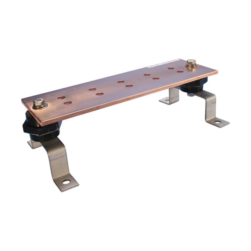 nVent ERICO EGBA14224GG Grounding Busbar With Insulators, Brackets, 24 in L x 2 in W, Copper