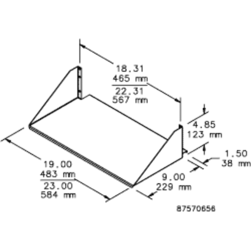 nVent HOFFMAN ESH19S DACCY Single Sided Solid Shelf, 4.85 in H x 19 in W x 10-1/2 in D, 3U Rack, Steel