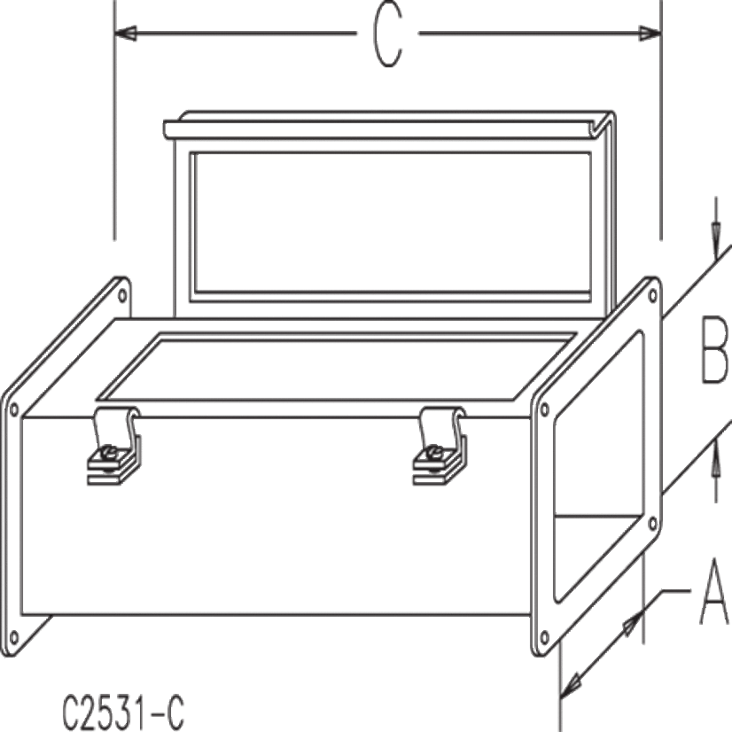 Hoffman F22W48 F20 Feed Through Straight Section Wireway, 48 in L x 2-1/2 in W x 2-1/2 in H, Butt Hinged Cover, Steel