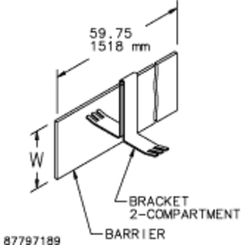 nVent HOFFMAN F44BB2C F10 2-Compartment Barrier Bracket Kit, For Use With 4 x 4 in NEMA 3R Lay-In/Feed-Through Wireway, 3 ft Spacing, Steel, Gray