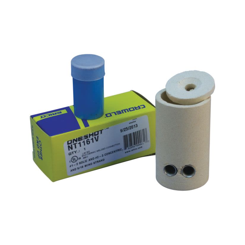 nVent ERICO CADWELD GR1181L 1-Shot Type GR Traditional Weld Metal Mold, 4 AWG Concentric, 3 AWG Solid Conductor, 3/4 in Rod, Cable to Ground Rod Connection, Ceramic