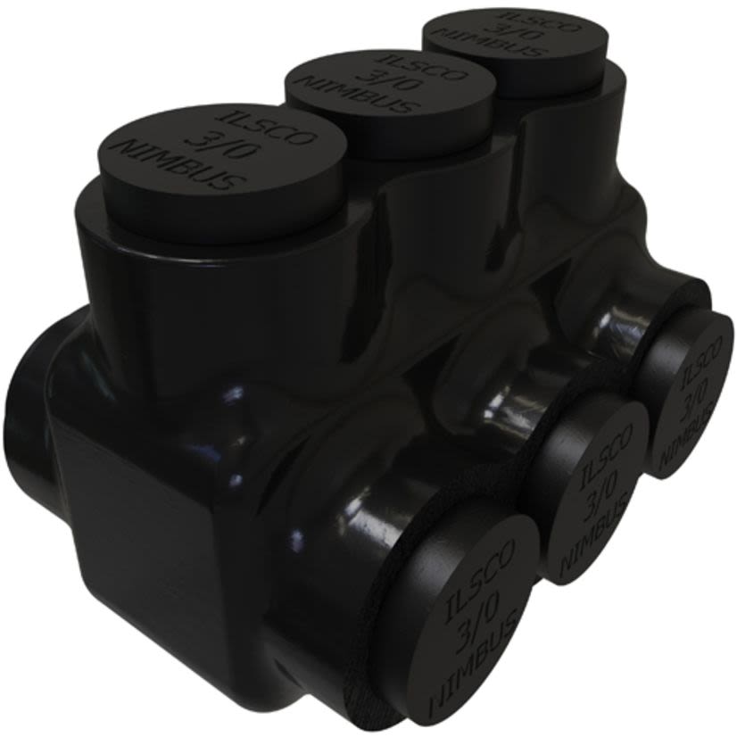 nVent ILSCO PBTD-3-3/0 Type PBTD 2-Sided Entry 3-Port Dual Rated Insulated Multi-Tap Connector, Aluminum/Copper Conductor, Aluminum