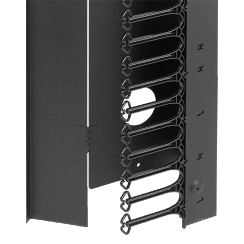 Hoffman ProLine CABLETEK PVF207 DPY Vertical Cable Manager, 73.52 in H x 3.36 in W x 8-3/4 in D, Steel, Black