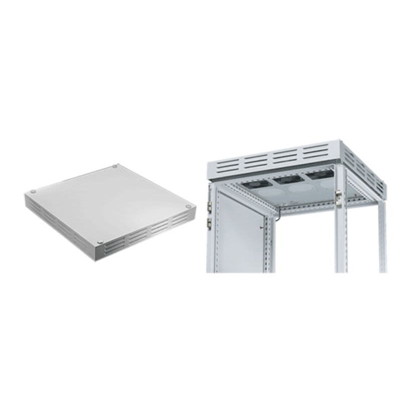 nVent HOFFMAN PVT3F881 DPC Vented Top With Integral Fan Tray, For Use With ProLine™ 800 x 800 mm Enclosure Frame Top, NEMA 1, IP20 Rating, 115 VAC, 50/60 Hz, Steel, Light Gray