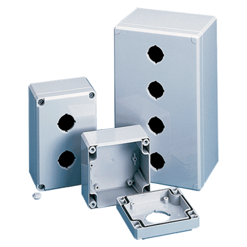 nVent HOFFMAN QLINE Q1PBPCDM Q41 D Pushbutton Enclosure, 3.23 in L x 3.15 in W x 3.11 in D, 1 Outlets, NEMA 4X/IP67 NEMA Rating, Polycarbonate