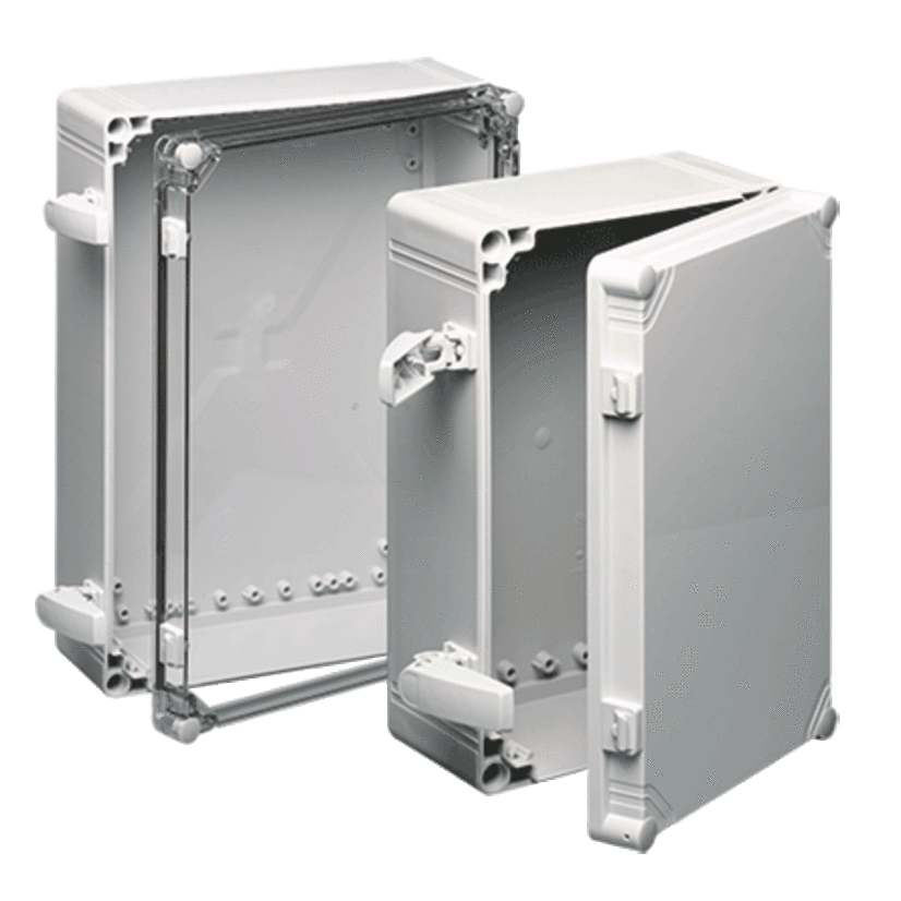 nVent HOFFMAN QLINE™ Q202013PCICC Junction Box, 200 mm H x 200 mm W x 123 mm D, Clear Screw Cover, NEMA 4X/IP66 NEMA Rating, Polycarbonate