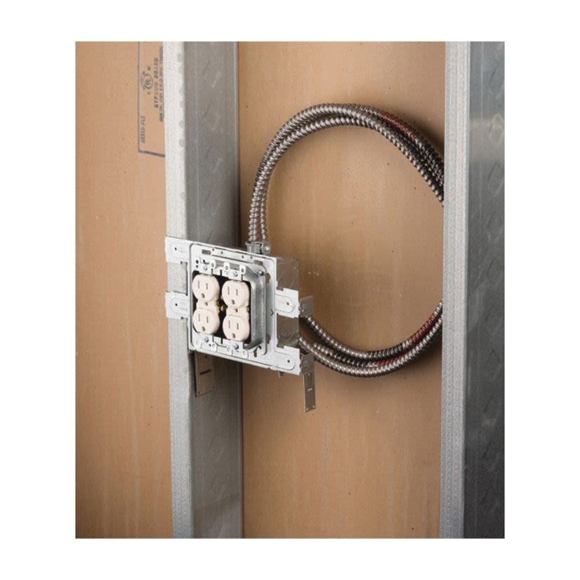 nVent CADDY STS2346 Snap to Stud Box Bracket, 4 x 4-11/16 in Box, Panel Mount, Steel, Electro-Galvanized