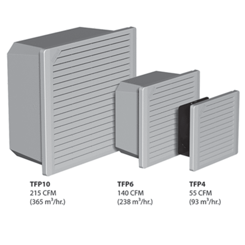 nVent HOFFMAN TFP41 D85 TFP Filter Fan, 115 VAC, 0.21/0.26 A, 17/15 W Power Rating, 45/55 cfm Air Flow, NEMA 1 Enclosure