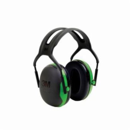 3M™ 7000104070  Peltor™ X Series Earmuffs, 22 dB Noise Reduction, Black/Green, Over The Head Band Position, CSA Class A