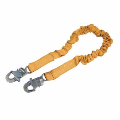 3M™ DBI-SALA® Fall Protection 1244306 ShockWave™2 Elastic Variable Shock Absorbing Lanyard, 130 to 310 lb Load, 6 ft L, Polyester Webbing Line, 1 Legs, Snap Hook Anchorage Connection, Snap Hook Harness Connection Hook