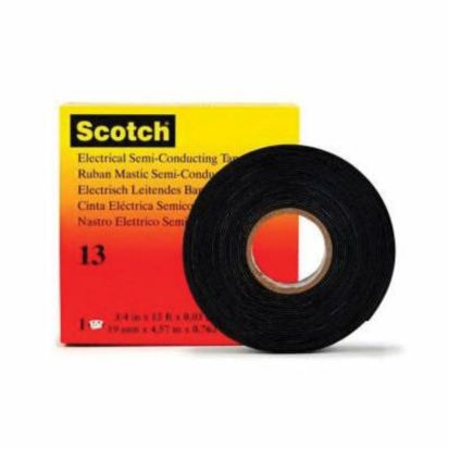 Scotch 7100017214 Electrical Semi-Conducting Tape, 5 yd L 1 in W, 3 mil THK, Ethylene Propylene Rubber Backing, Black