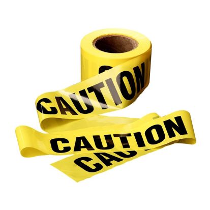 3M™ 7000132914  Scotch® 300 Above Ground Barricade Tape, Yellow, 91.44 m Roll L x 3 in W, CAUTION Legend, Polyethylene Film