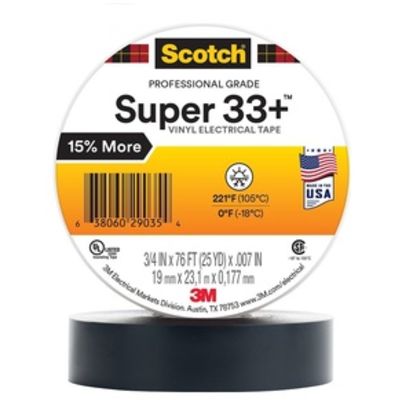 3M™ 7100201470  Scotch® Super Vinyl Electrical Tape, 3/4 in x 76 ft, Black