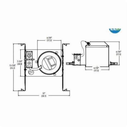 Acuity Brands Lithonia Lighting® L7XLED T24 U Downlight Housing, LED Lamp, 120 VAC, 7 in Ceiling Opening, Aluminum Housing
