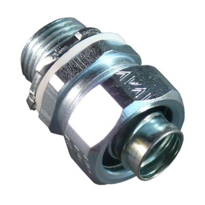 Emerson Electric Appleton® ST-50 Liquidtight Oiltight Raintight Conduit Connector With Plain Throat, 1/2 In Trade, Straight, Steel, Zinc Electroplated