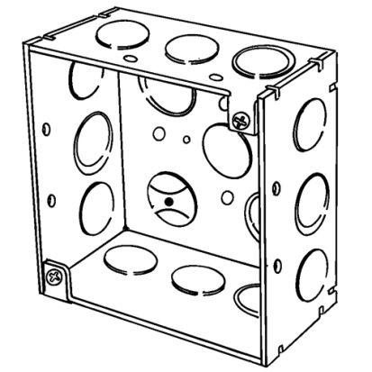 Emerson Electric Appozgcomm® ETP™ 4SD-EK Square Box, Steel, 30.3 cu-in Capacity, 16 Outlets, 16 Knockouts, 4 In H X 4 In W X 2-1/8 In D