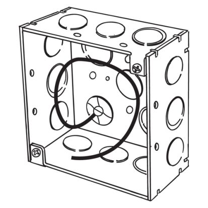 Emerson Electric Appozgcomm® ETP™ 4SDEKP General Purpose Square Box, Steel, 30.3 cu-in Capacity, 16 Outlets, 16 Knockouts, 4 In H X 4 In W X 2-1/8 In D