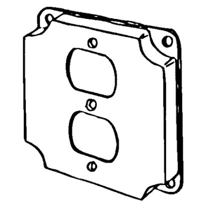 Emerson Electric Appozgcomm® ETP™ 8365N Raised Square Box Cover, 4 In L X 4 In W X 1/2 In D, Duplex Receptacle Cover, Steel
