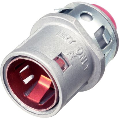 Arlington Snap2it® 40AST Cable Connector With Insulated Throat And Red Tinted Inside Clip, 3/8 In Trade, 1/2 In Knockout, 0.405 To 0.612 In Cable Openings, Die Cast Zinc