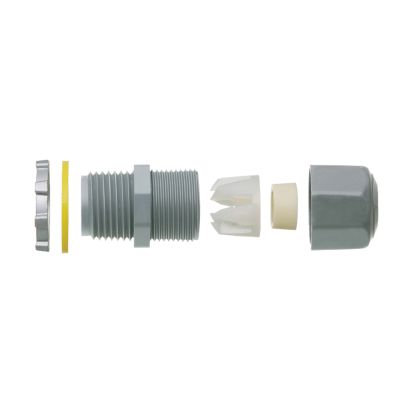 Arlington Colorgrip® 50LPCGBAG Low Profile Non-Metallic Oiltight Strain Relief Cord Connector With Sealing Ring, Locknut, 1/2 in Trade, 0.1 to 0.3 in Cable Openings