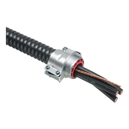 Arlington 8412 Cable Fitting With End Stop Bushing and Built-in End Stop, 1 in Trade, 1 in Knockout, 0.78 to 1.12 in Cable Openings, Die Cast Zinc