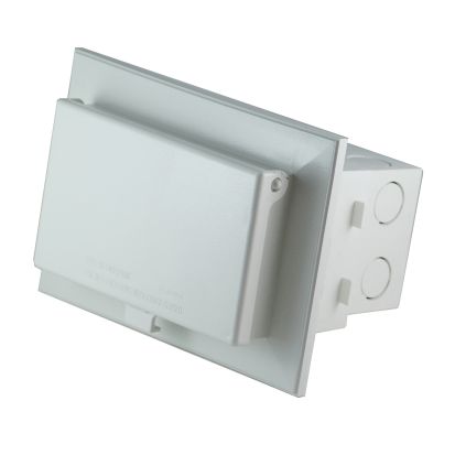 Arlington InBox™ DBHB1W DB Series 1-Piece Low Profile Recessed Electrical Box, Plastic, 22 cu-in Capacity, 1 Gang, 1 Outlet, 4.934 in L x 7.186 in W x 5.159 in D