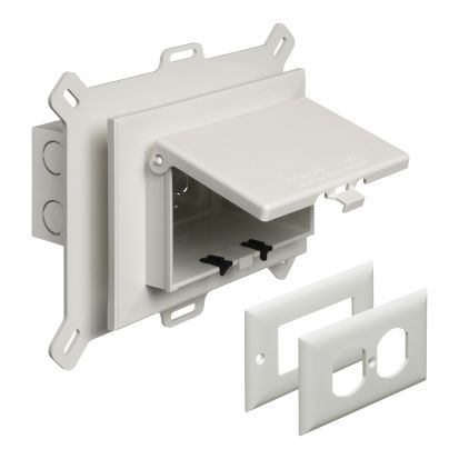 Arlington InBox™ DBHS1W DB Series 1-Piece Low Profile Electrical Box, Plastic, 22 cu-in Capacity, 1 Gangs, 1 Outlets, 7.012 in L x 9.058 in W x 5.16 in H