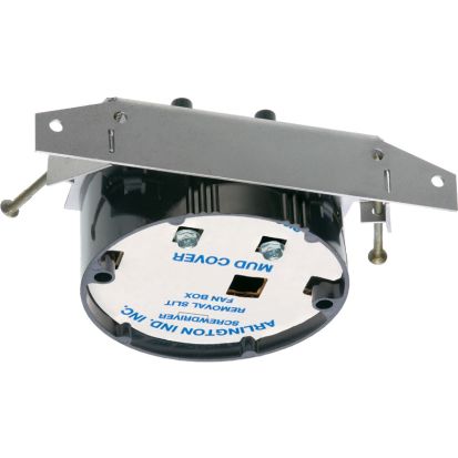 Arlington FB417SLP Fan/Fixture Mounting Box With Knockout, Plastic/Steel, 20 cu-in Capacity, 4.24 in L x 4.24 in W x 2.94 in H