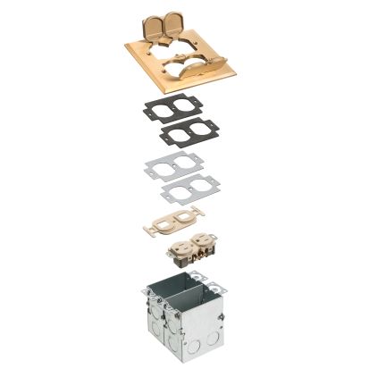 Arlington FLB5552MB Combination Floor Box Kit, Brass/Plastic/Steel, 2 Gangs